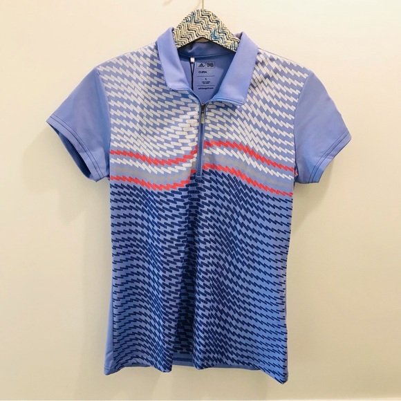 adidas Tops - NWT Adidas Climalite 1/4 Zip Golf Tee Small periwinkle blue bonnet pickleball